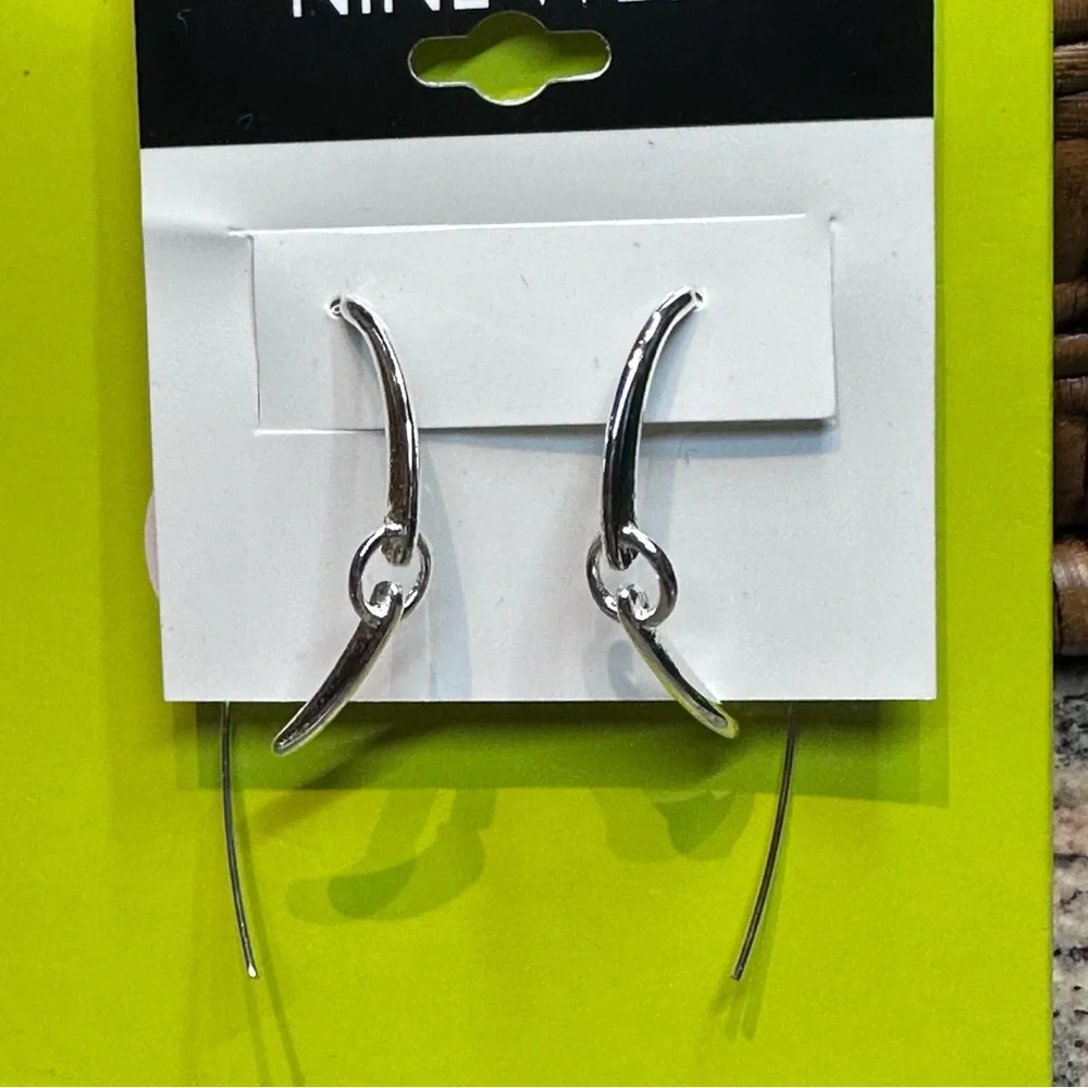 Nine West-  Silver Tone Threader Earrings, NWT